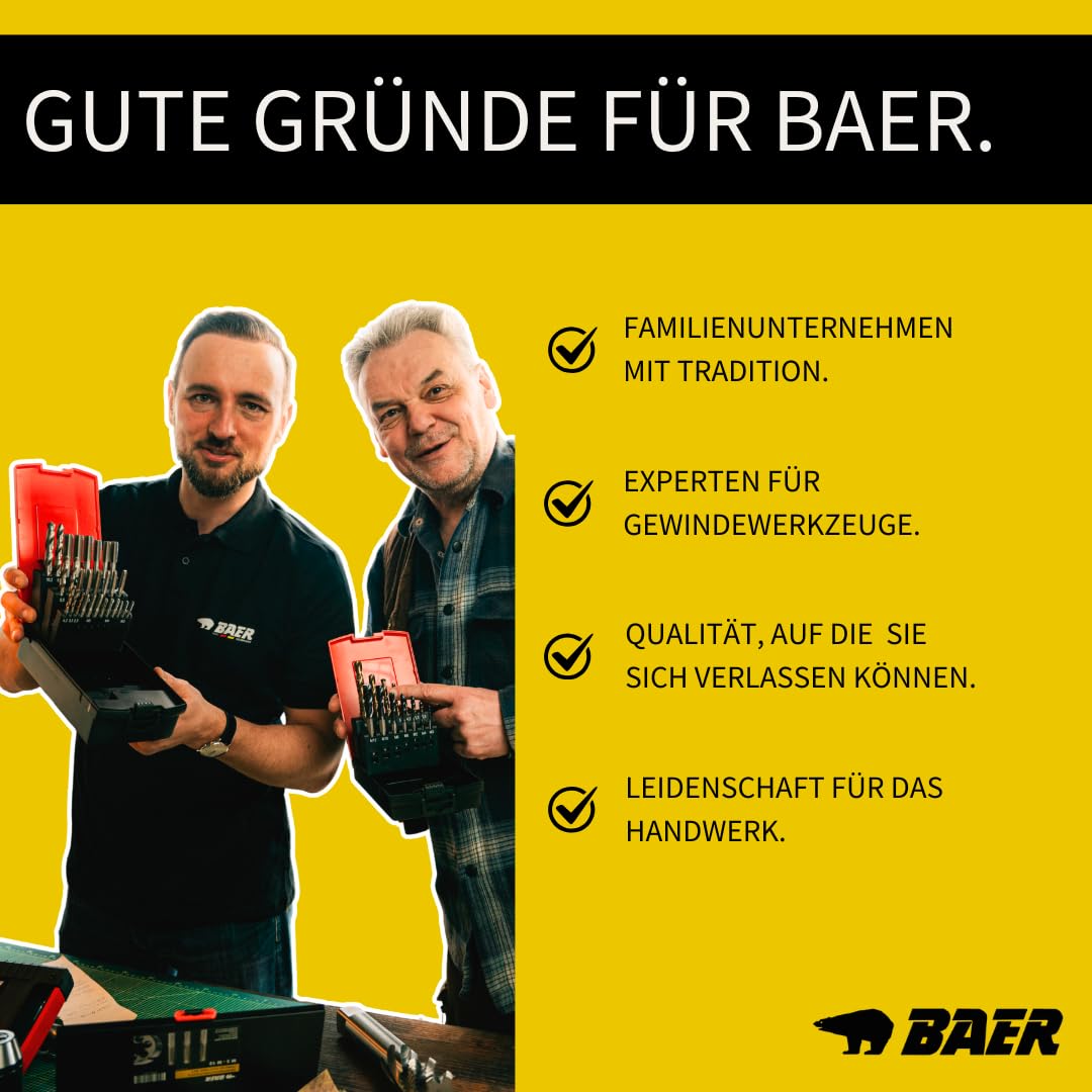 BaerCoil BAER Gewindeschneider Set HSSE-TIN: Maschinengewindebohrer Sackloch, Kernlochbohrer: M 3-12