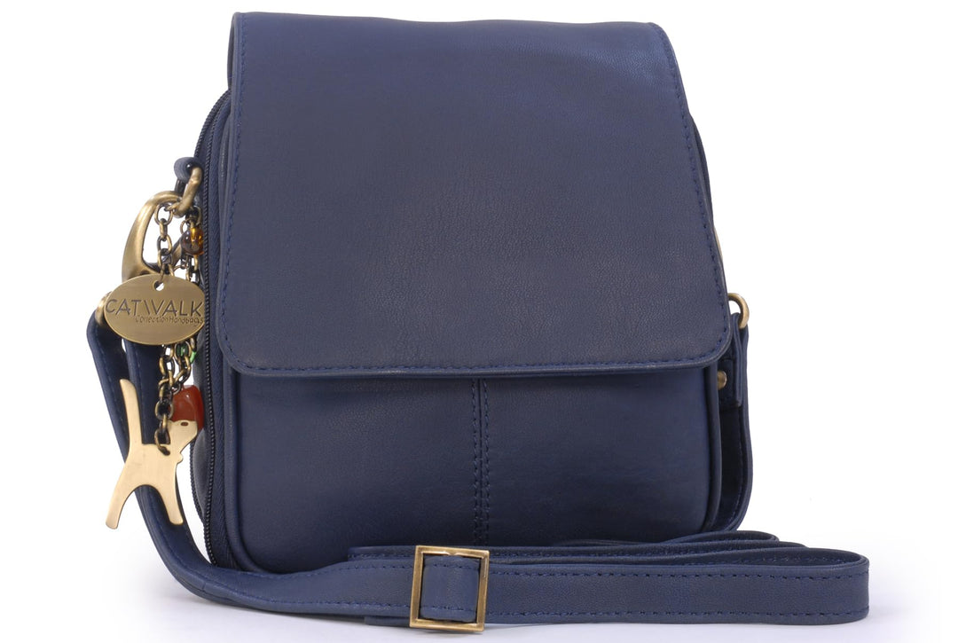 Catwalk Collection Handbags - Damen Leder Umhängetasche - Crossbody Bag/Handtasche Klein - Verstellb