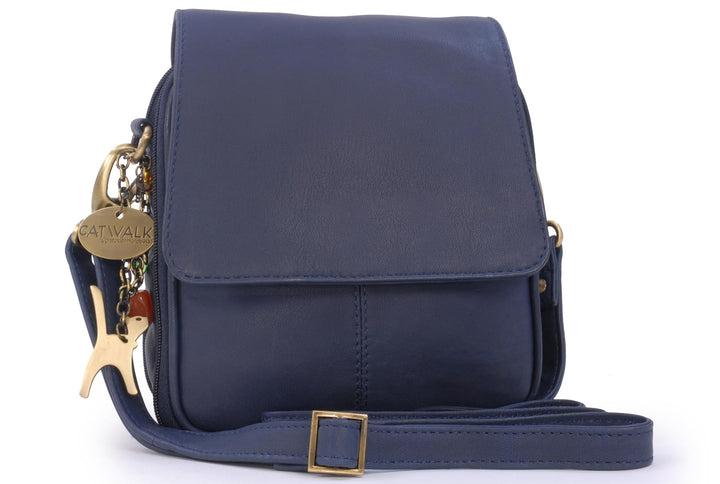 Catwalk Collection Handbags - Damen Leder Umhängetasche - Crossbody Bag/Handtasche Klein - Verstellb