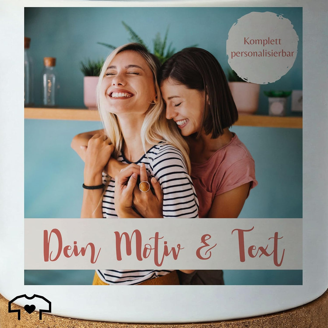 Tasse Untersetzer Kork - Eigenes Foto I Eigenes Bild - 330 ml - Weiss Matt - korkboden personalisier