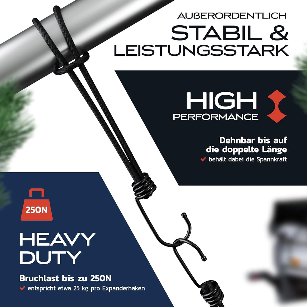 TRIBURG Anhängernetz 1,6x3 inkl. 6X Expander Haken - Anhänger Netz mit Eckmarkierungen und Randverst