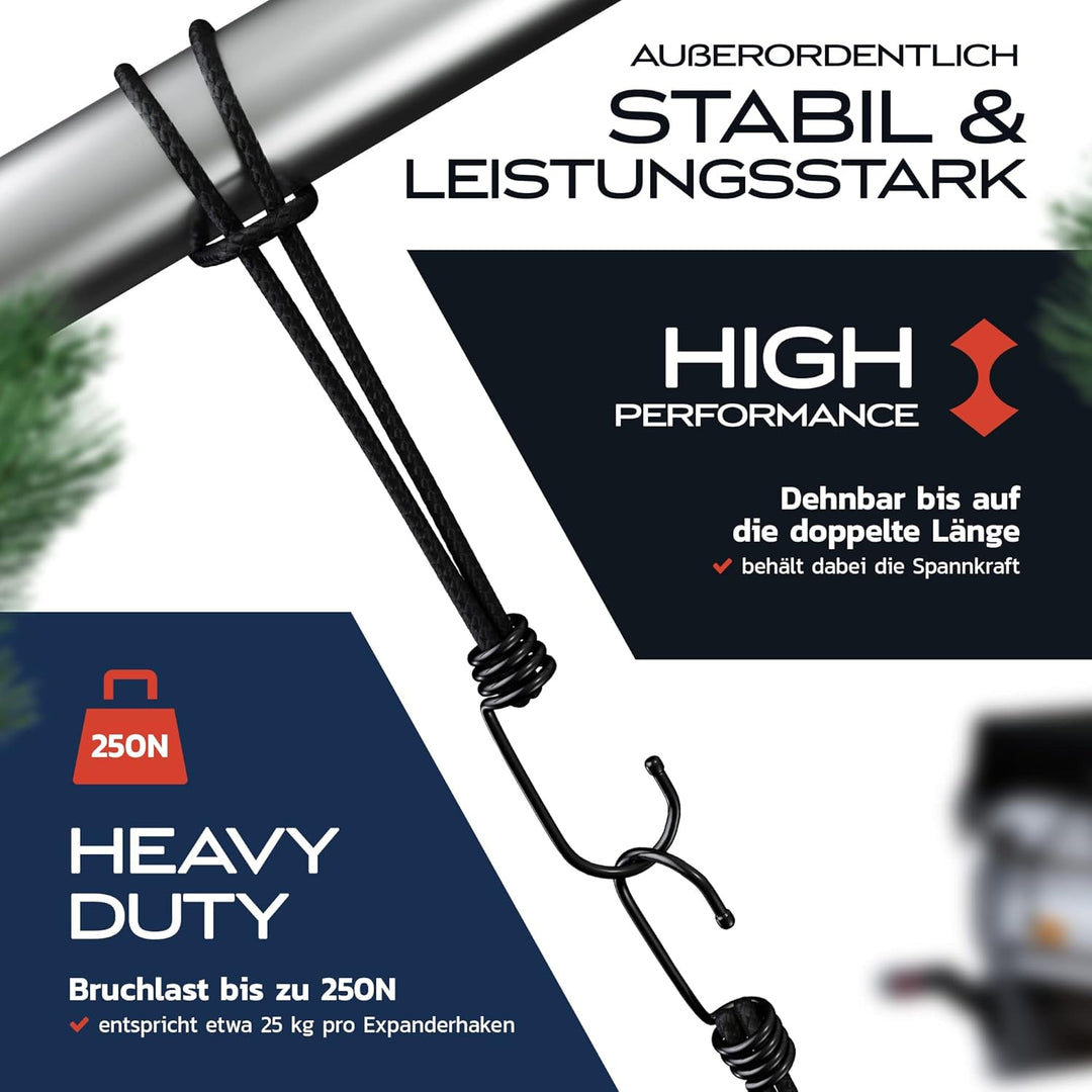 TRIBURG Anhängernetz 3,5x5 inkl. 12x Expander Haken - Anhänger Netz mit Eckmarkierungen und Randvers