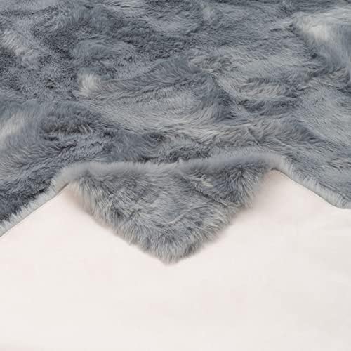 Pergamon Luxus Super Soft Lammfell Kunstfell Teppich Aspen Grau in 7 Grössen 90x160 cm, 90x160 cm