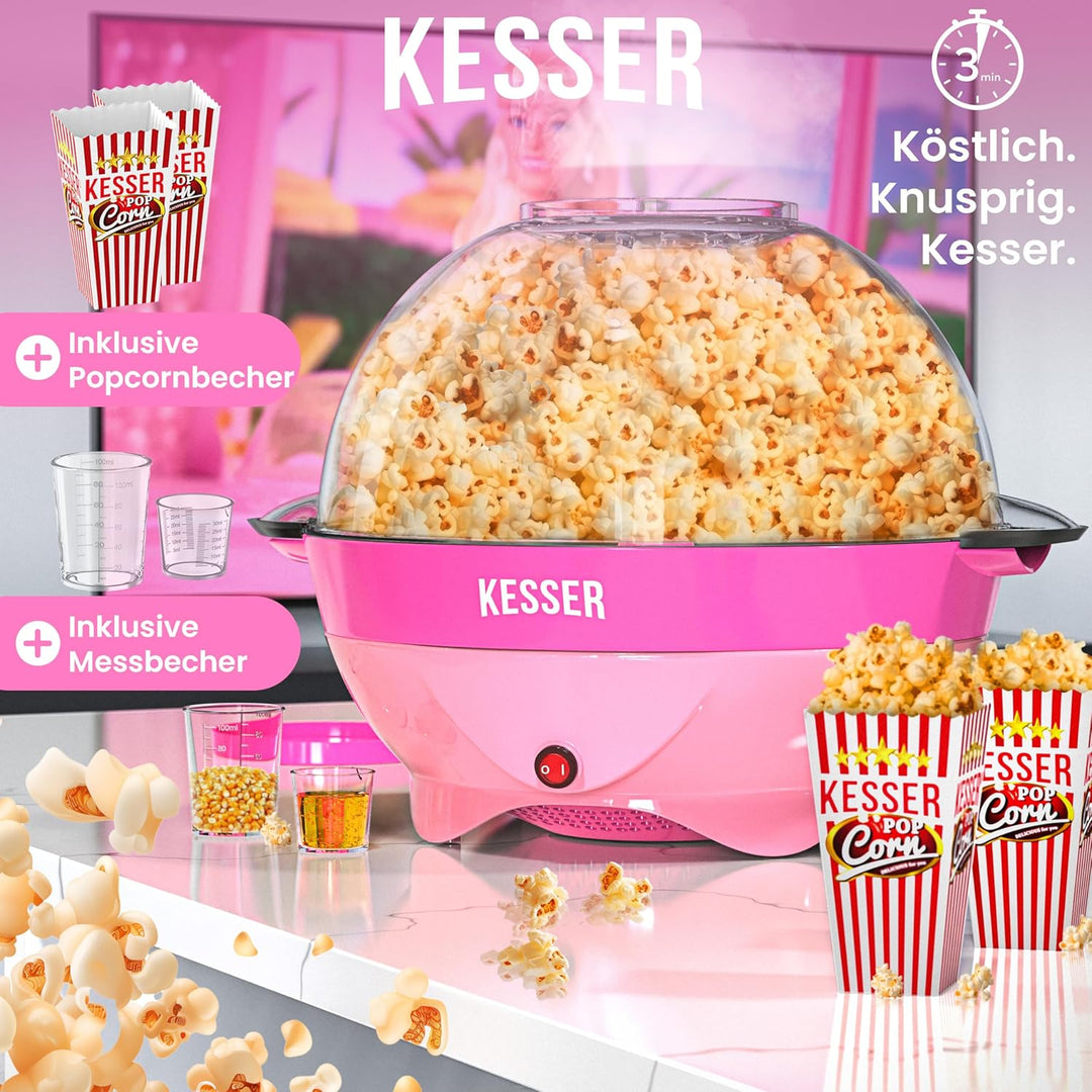 KESSER® Popcornmaschine Gross 800W Popcorn-Maker 5,5l Inhalt mit Antihaftbeschichtung Deckel & Servi