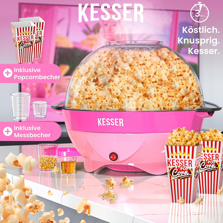 KESSER® Popcornmaschine Gross 800W Popcorn-Maker 5,5l Inhalt mit Antihaftbeschichtung Deckel & Servi