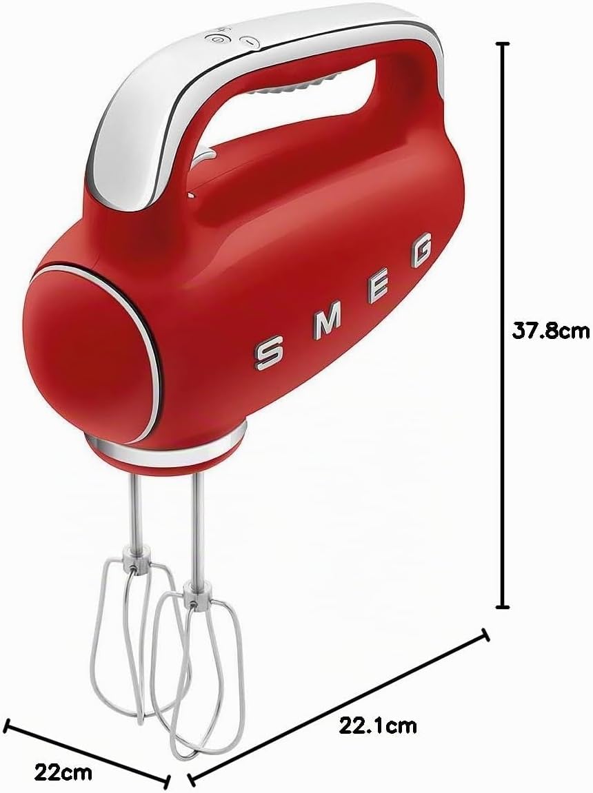 Smeg, HMF01RDEU Electric Mixer, 9 -Geschwindigkeitsniveaus, Turbofunktion, glattes Start -Start -up