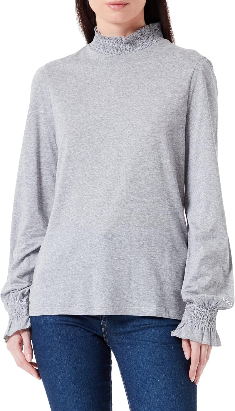 BOSS Damen C_emas Jersey-Top S Medium Grey, S Medium Grey