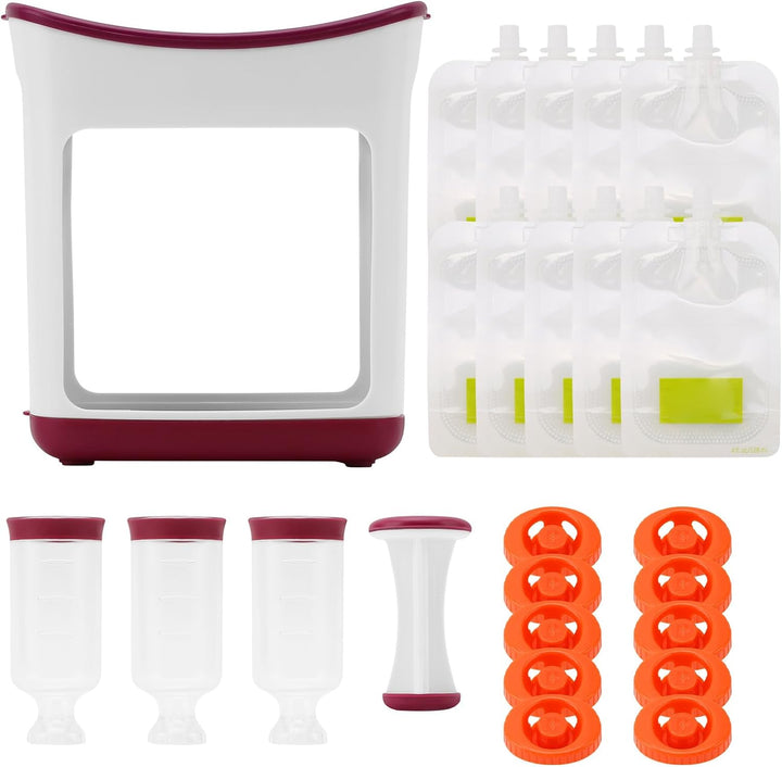 Infantino Squeeze Station,Quetschstation für Babynahrung mit 10 Quetschbeutel,Baby Lebensmittel BPA