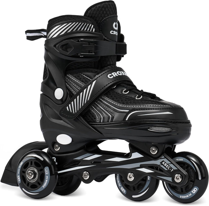 Optima Inline Skates Inliner für Kinder Erwachsene verstellbar 39-42 (24cm-26,5cm) Schwarz, 39-42 (2