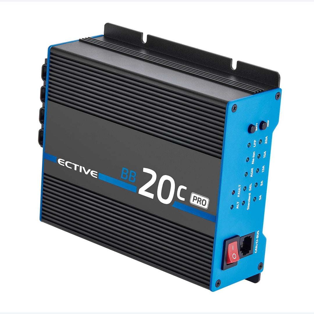 ECTIVE BB 20C PRO Ladebooster 20A 12V auf 12V – Einstellbarer DC-DC Battery-to-Battery Ladebooster f