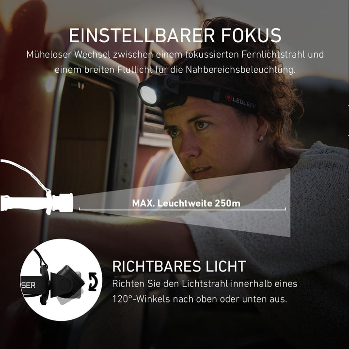 Ledlenser H15R Core Stirnlampe LED, 2500 Lumen, aufladbar mit Lithium Akku, wasserdicht IP67, fokuss