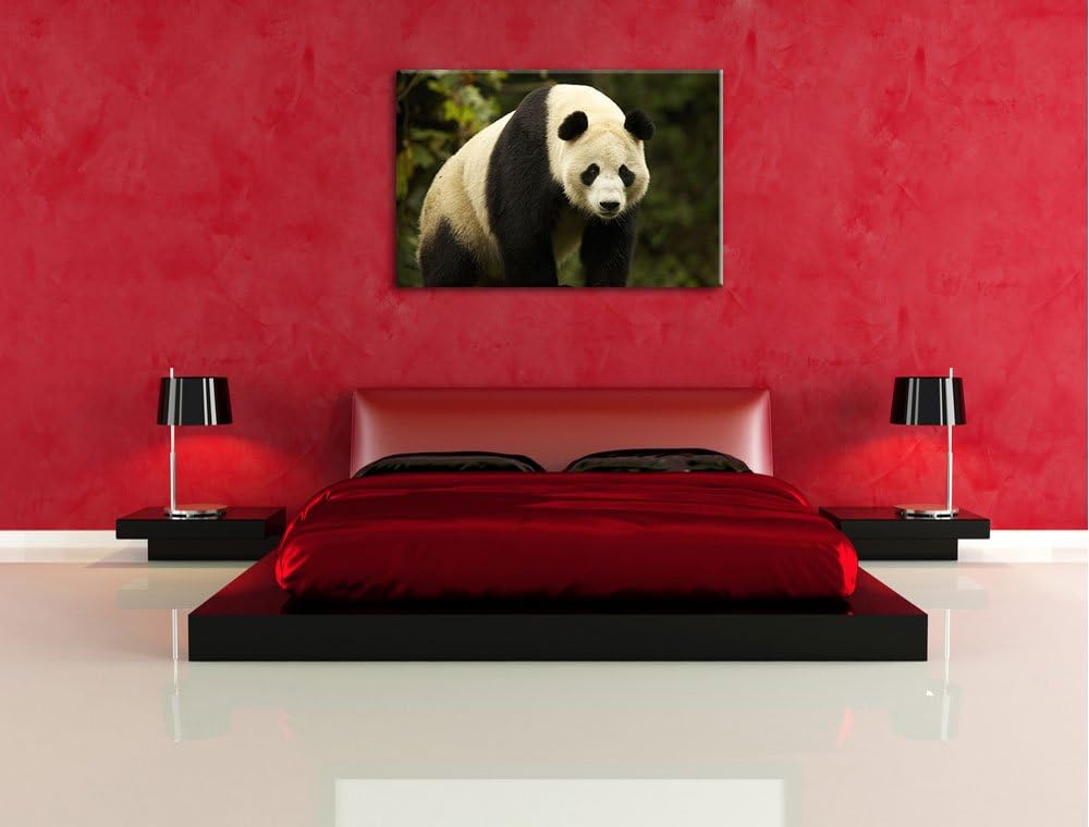 Pixxprint grosser Pandabär Leinwand, XXL riesige Bilder fertig gerahmt mit Keilrahmen, Kunstdruck au