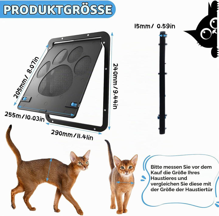 Katzenklappe ABS Haustierklappe, 29×24cm Katzentüre für Kleine und Mittelgrosse Hunde und Katzen Kat