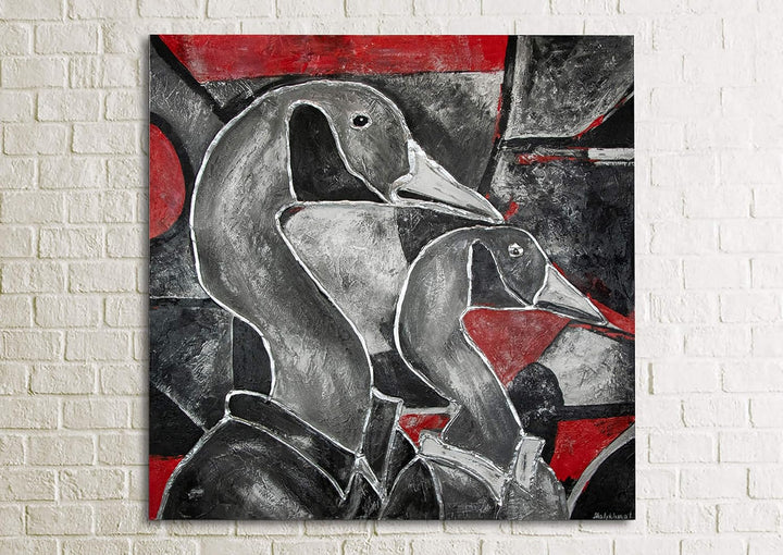 YS-Art Abstrakt Acryl Gemälde auf Leinwand Glasmalerei II handgemalt Wandbilder Wohnzimmer modern Wo
