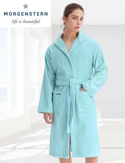 Morgenstern Bademantel Kinder Mädchen Jungen Frottee Baumwolle Kapuze OEKO-TEX Kinderbademantel 140