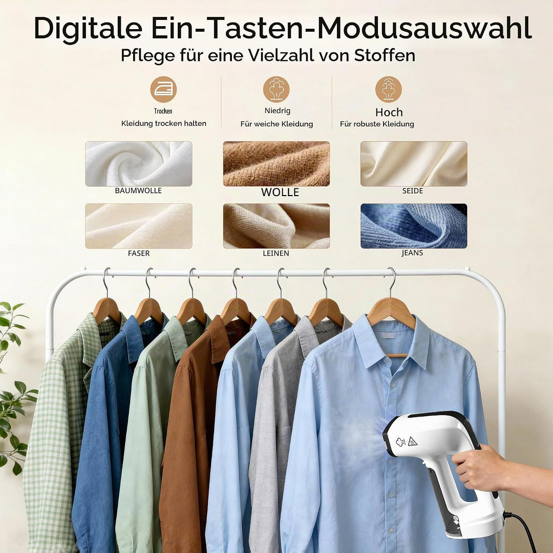 Vakuum Steamer Dampfglätter,Keramik-Bügelsohle, 3 Modi &amp; 2500 Pa Saugleistung,160 ml abnehmbarer Tan