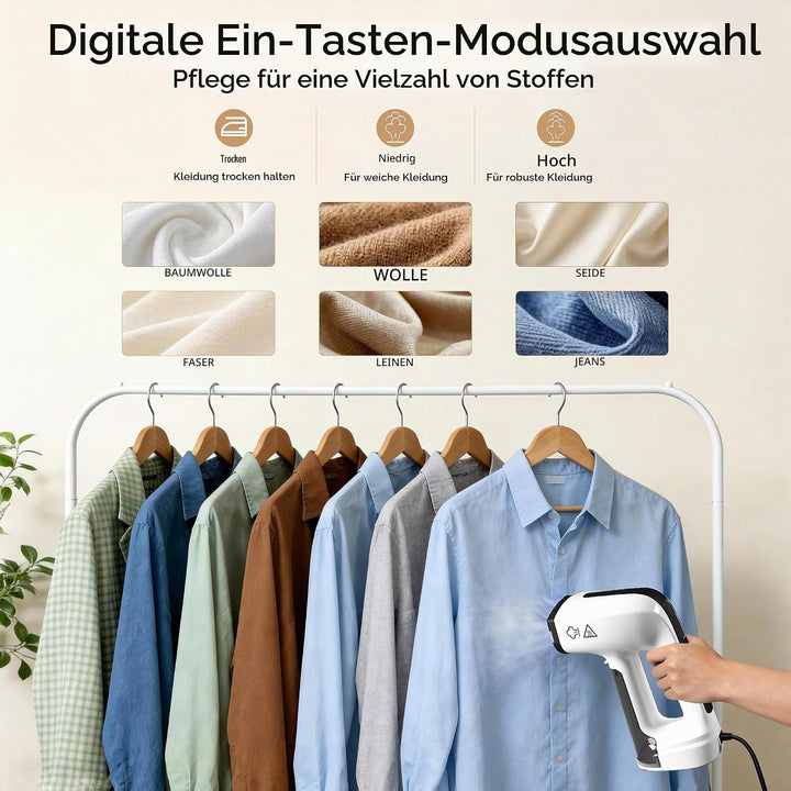 Vakuum Steamer Dampfglätter,Keramik-Bügelsohle, 3 Modi &amp; 2500 Pa Saugleistung,160 ml abnehmbarer Tan