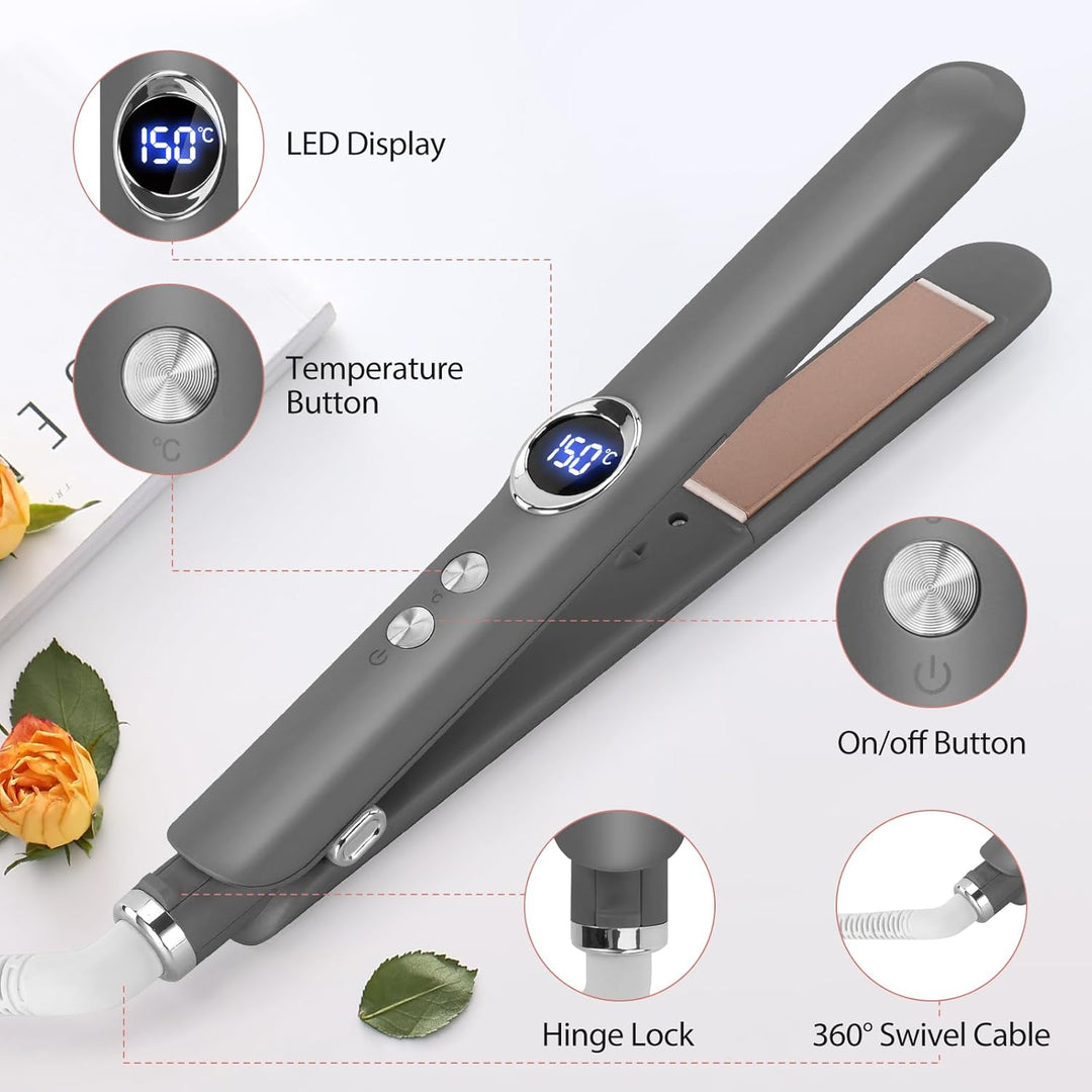 BESTBOMG 2 in 1 Haarglätter Glätteisen Locken und Glätten mit LED-Display, Keramikplatte Schnellaufh