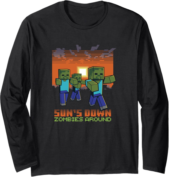 Minecraft Die Sonne geht unter, Zombies sind da Langarmshirt