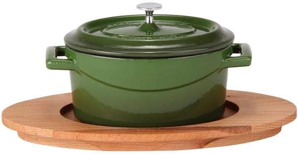 Pentole Agnelli Slowcook Ovaler Schmortopf aus Gusseisen mit 2 Griffen, grün, 12 cm 12 x 9 Cm Grün,