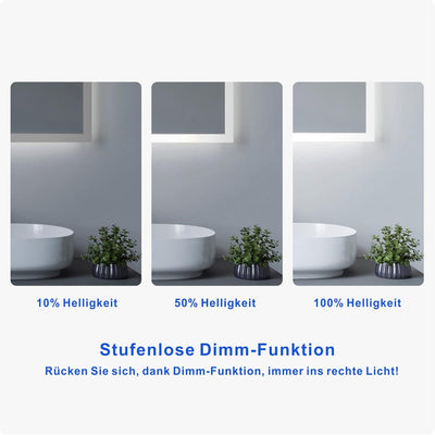 AQUABATOS Badspiegel mit LED Beleuchtung 70x50 cm Antibeschlag Beschlagfrei Dimmbar Touch Schalter K