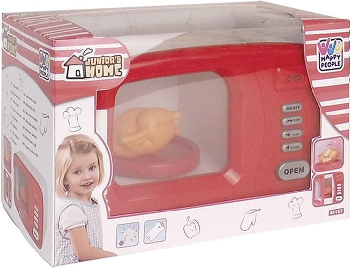 Happy People 45187 - Haushaltsspielzeug Mikrowelle, rot/weiss