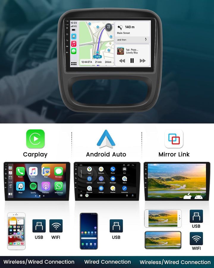Hikity Android 15 Autoradio mit Navi für Opel Vivaro B Renault Trafic FIAT Talento Nissan NV 300 Rad