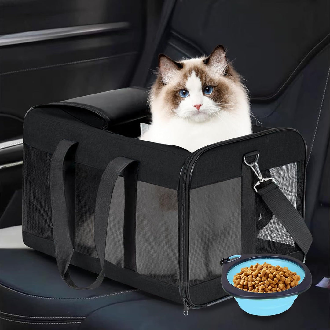 Transporttasche für Katze Hund,Faltbare Katzentasche Transporttasche Mit Faltbare Futterschale,Trans