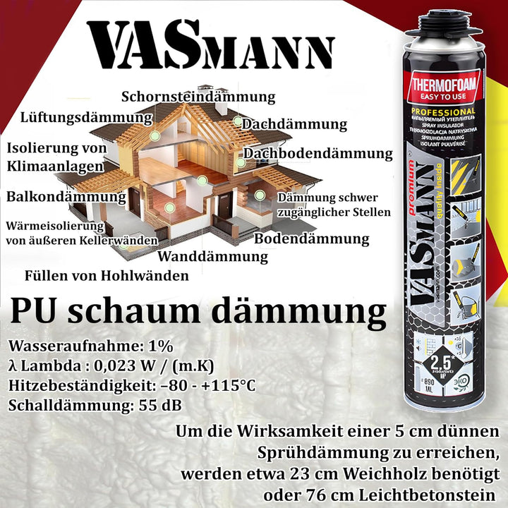 24x890ml PU-Sprühdämmung &amp; Sprühisolierung – Effektive Wärmedämmung für Dach, Kellerdecke &amp; Wände |