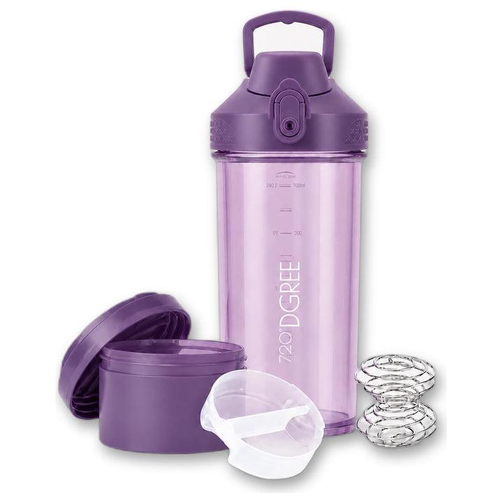 720°DGREE Protein Shaker mit Pulverfach 550ml “uberShaker“ – Auslaufsicher, BPA-Frei, Skala, Spiralm