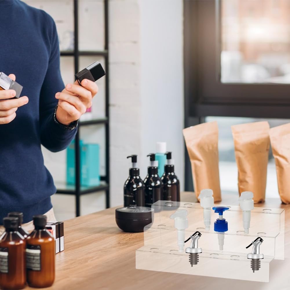 nbeads 18-Loch 3-Tier Weinflaschenverschluss Treppe, 12.3x30.2x14.5cm Klar Acryl Weinflasche Stopper