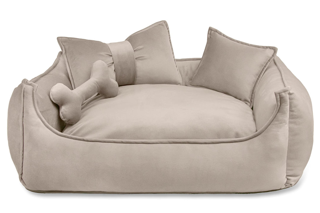 NELKE Hundebett Beige Hundekorb kuschelig Hundekörbchen im Scandynavian Stil Hundesofa Hochwertige H