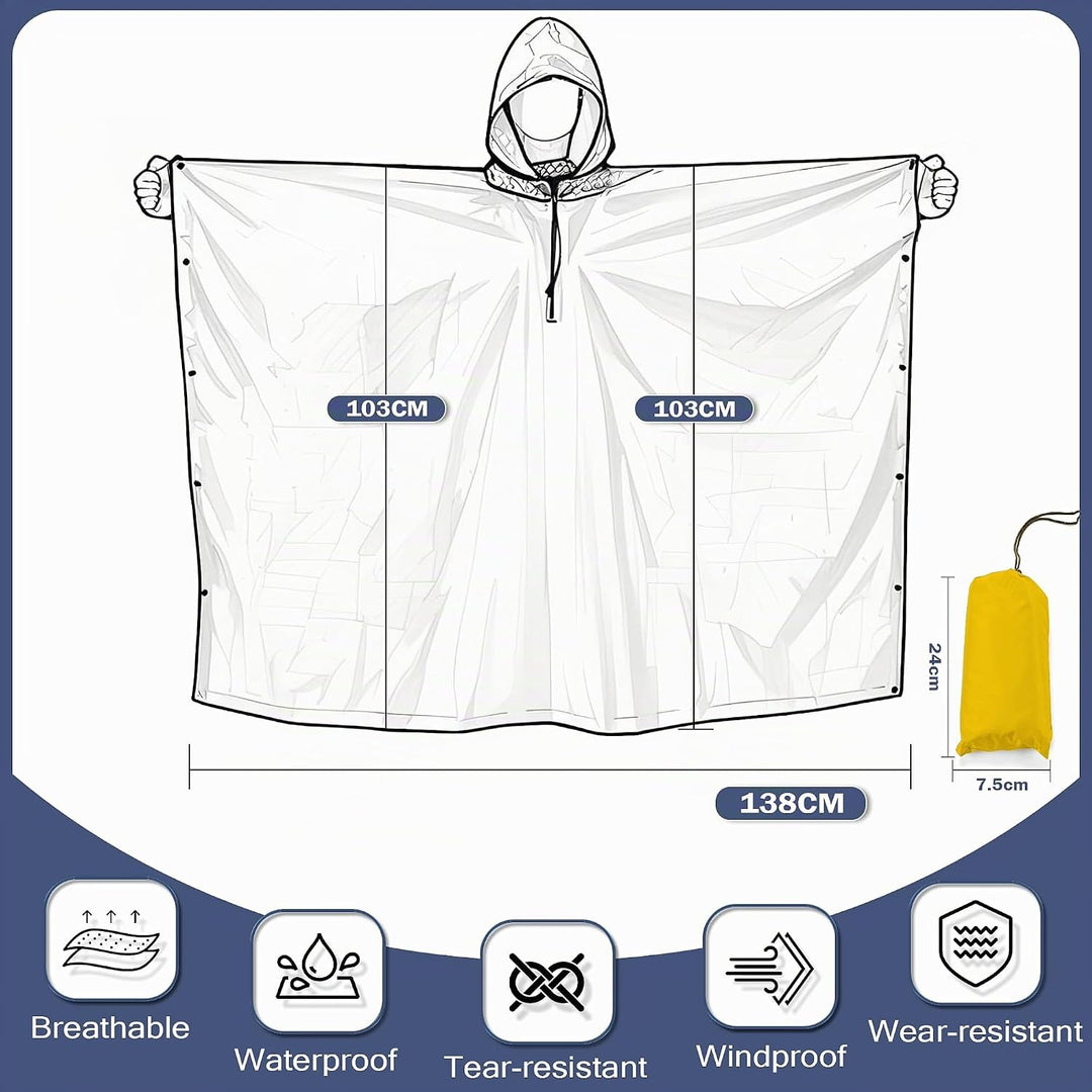 Regenponcho Wasserdicht Regencape mit Kapuze Multifunktionales Regenmantel Wiederverwendbar Regenkle