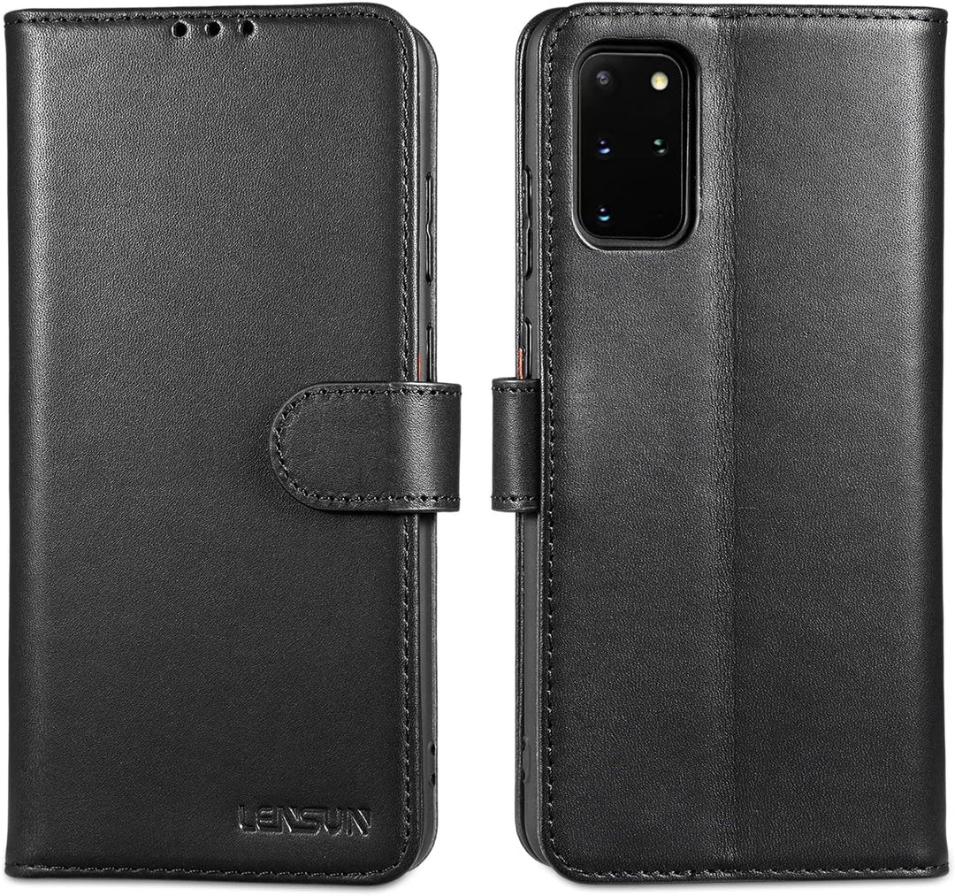 LENSUN Echtleder Hülle für Samsung Galaxy S20 Plus, Handyhülle [Echtes Leder] [Magnetverschluss] [RF