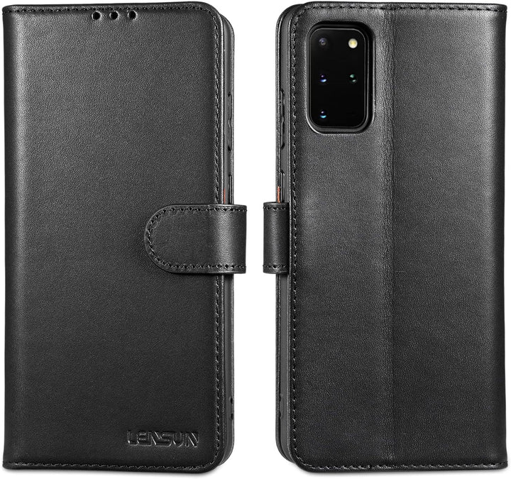 LENSUN Echtleder Hülle für Samsung Galaxy S20 Plus, Handyhülle [Echtes Leder] [Magnetverschluss] [RF