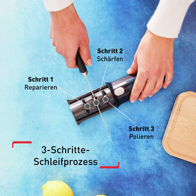 Tefal K26505 Ice Force Messerschärfer, 3-Schritte-Schleifprozess, nachschärfen + ausbessern, gut für