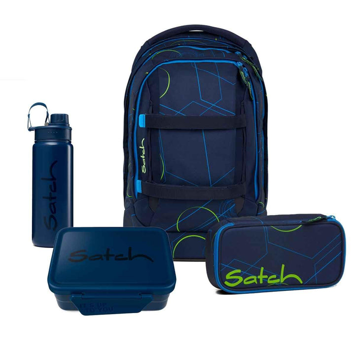 Satch Pack Schulrucksack Set 4tlg. Lunchset (Blue Tech), Blue Tech