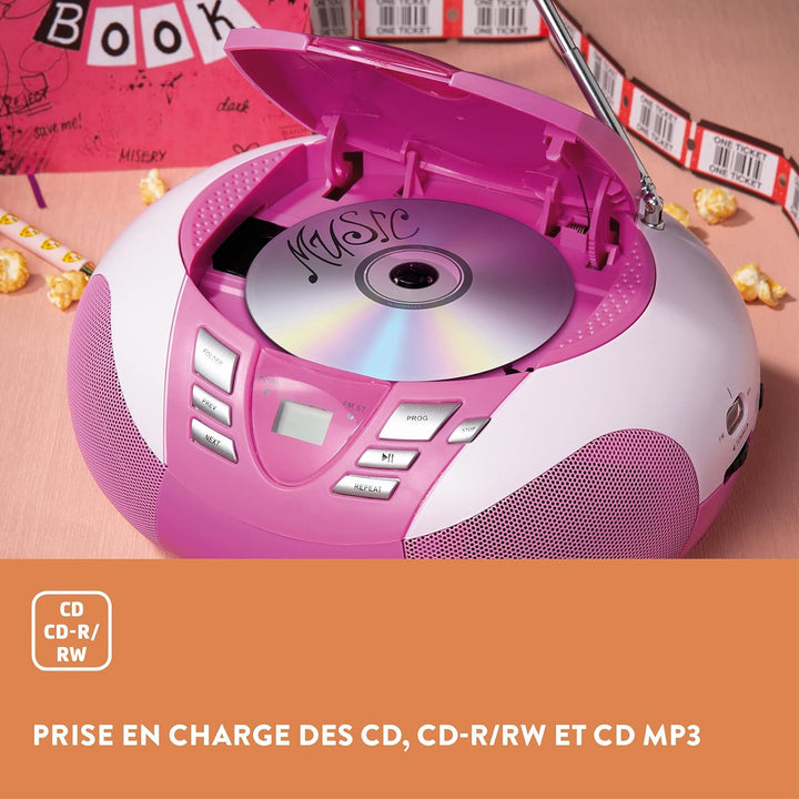 Lenco SCD-37 - CD-Player für Kinder - CD-Radio - Stereoanlage - Boombox - UKW Radiotuner - USB Ansch