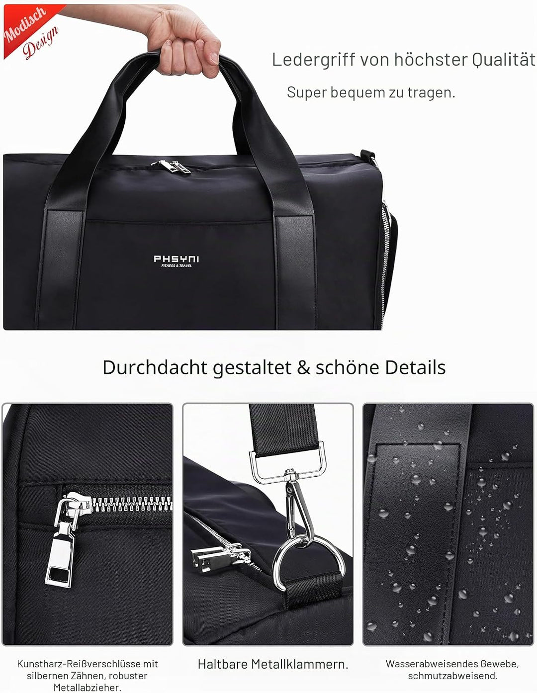 19 Zoll Sporttasche Reisetasche für Damen,wasserdichte Handgepäcktasche,Trainingstasche für Reisen S