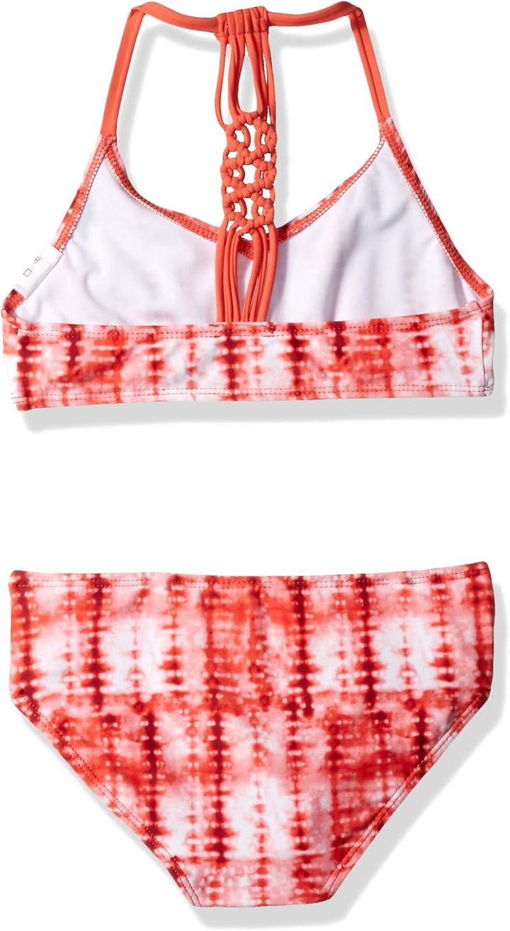 Kanu Surf Girls' Willow V-Neck Bikini Beach Sport 2-Piece Swimsuit Willow Red Tie-dye 10, 10 Willow