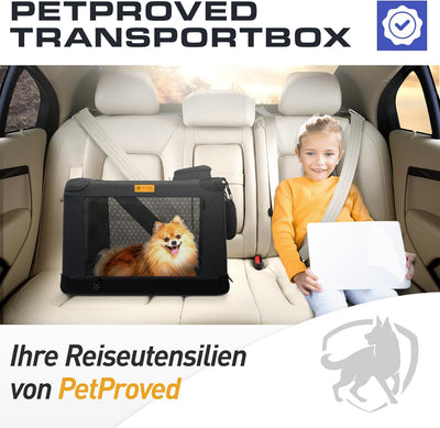 PetProved Hunde Reisebox Hundetrage Haustiertragetaschen für Hunde Kleine Hunde Autobox Transportbox