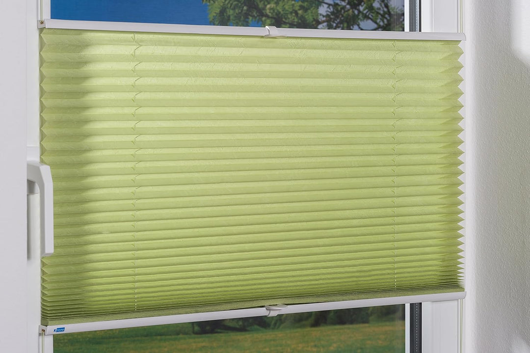 K-home Klemmfix-Plissee Grün 110 x 130 cm (B x L) Lichtschutz +++ Moderne Crushed Optik +++ 110 x 13