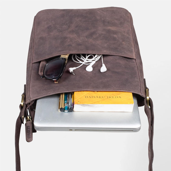 LEABAGS Leder Handtasche Damen I Premium Echtleder Umhängetasche I Schultertasche I Damentasche I Tr
