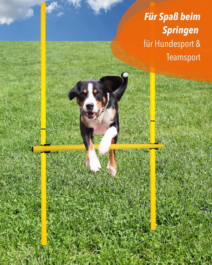 Hürdenset – Slalomstangen ø 32 mm, 100 cm mit Metallspitze & höhenverstellbarer Querstange – stabile