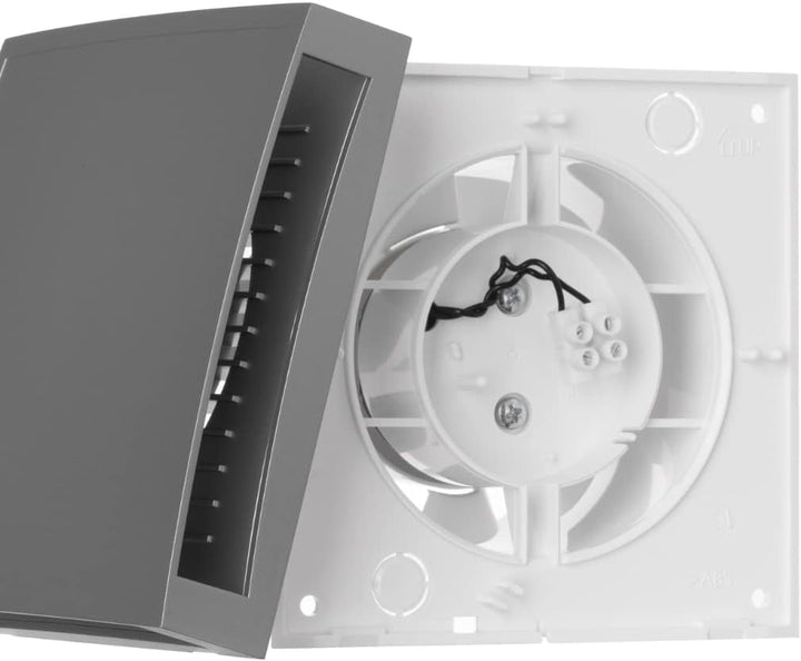 EUROPLAST Ø 100mm Silber Bad-Lüfter mit Front, Leise Ventilator Lichtschalter-Aktivierung, Ø 100mm S
