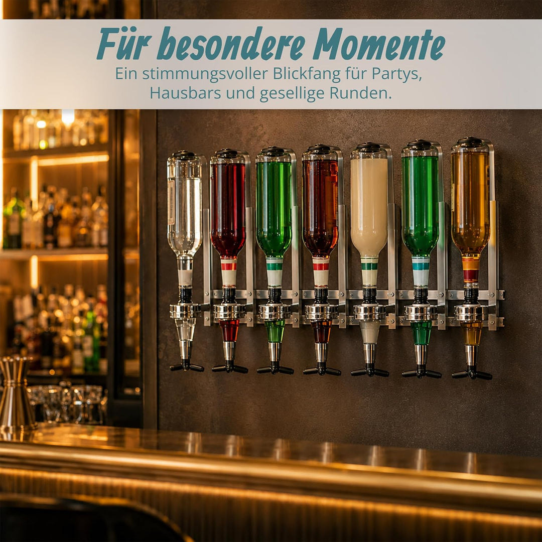Relaxdays Barbutler Wand, Portonierer für 8 Flaschen, Profi Portionierer 3 cl, Bar Accessoire, HBT: