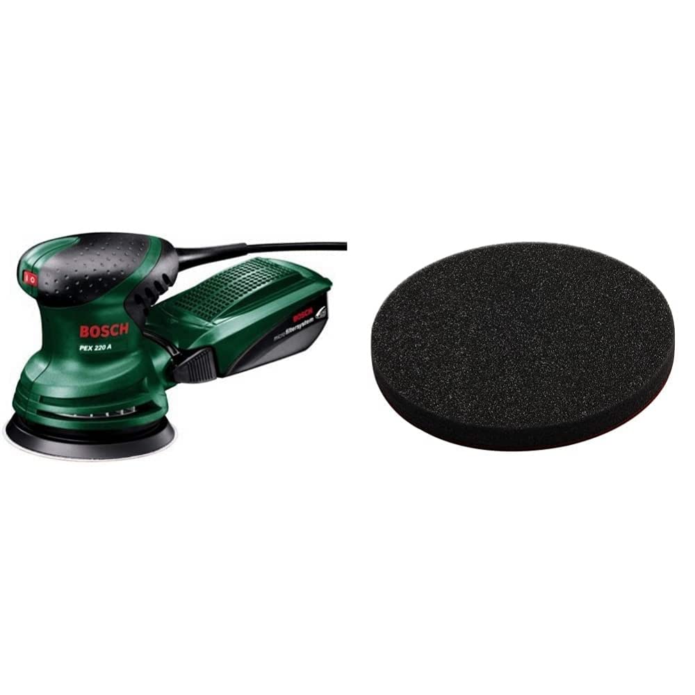 Bosch Home and Garden Exzenterschleifer PEX 220 A (220 Watt, im Karton) + Bosch Polierschwamm, 125 m