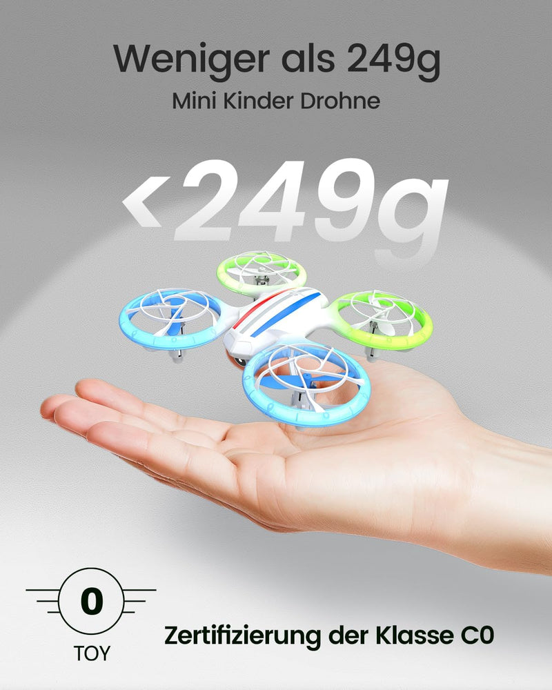 DEERC Mini Drohne mit Kamera für Kinder, RC FPV Quadrocopter mit Wifi Übertragung,2 Akkus Lange Flug