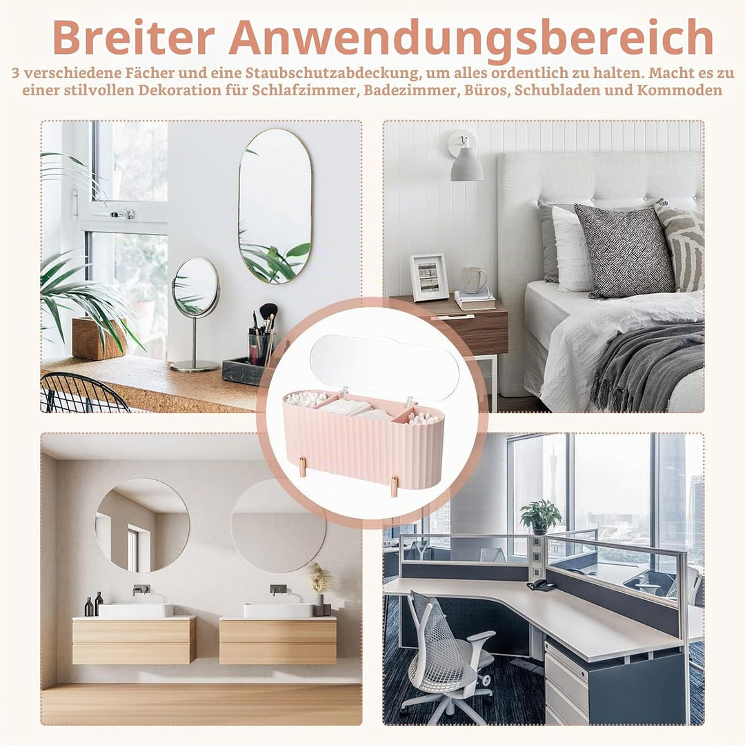 Make Up Kosmetik Organizer, Wattepads Aufbewahrung mit Deckeln, Wattestäbchen Behälter Lidschattenpi