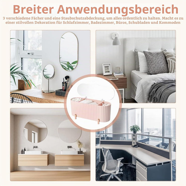 Make Up Kosmetik Organizer, Wattepads Aufbewahrung mit Deckeln, Wattestäbchen Behälter Lidschattenpi